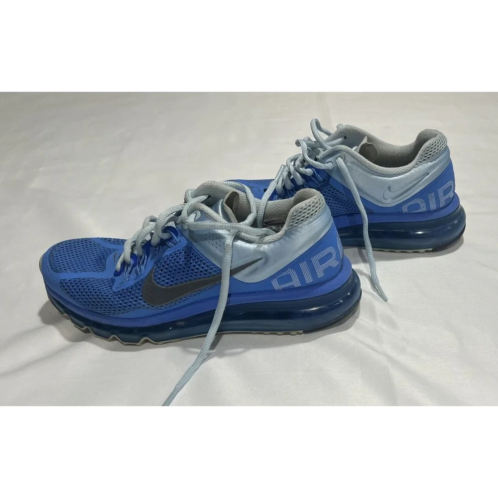 Nike Air Max+ Runnings Shoes Womens 8 Blue 2013 Waffle Skin 555363-404